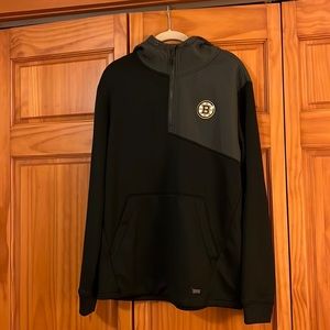 Men’s Boston Bruins Logo Quarter Zip Hoodie, Size M.